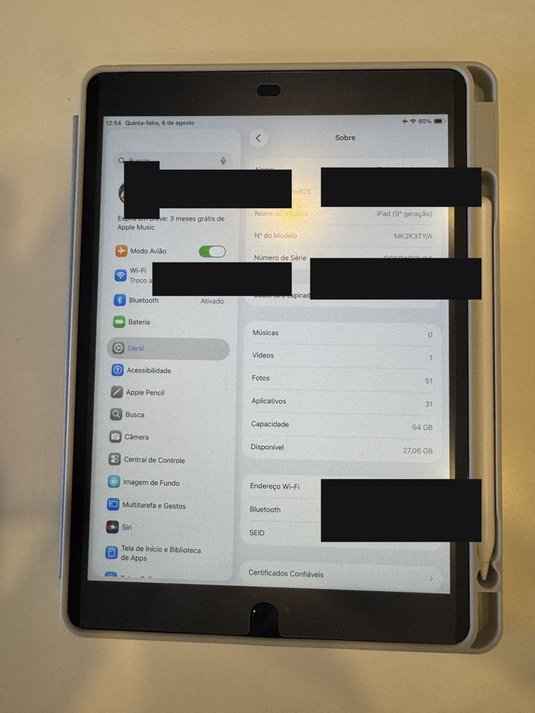 iPad 9ª geração 64 GB + acessórios