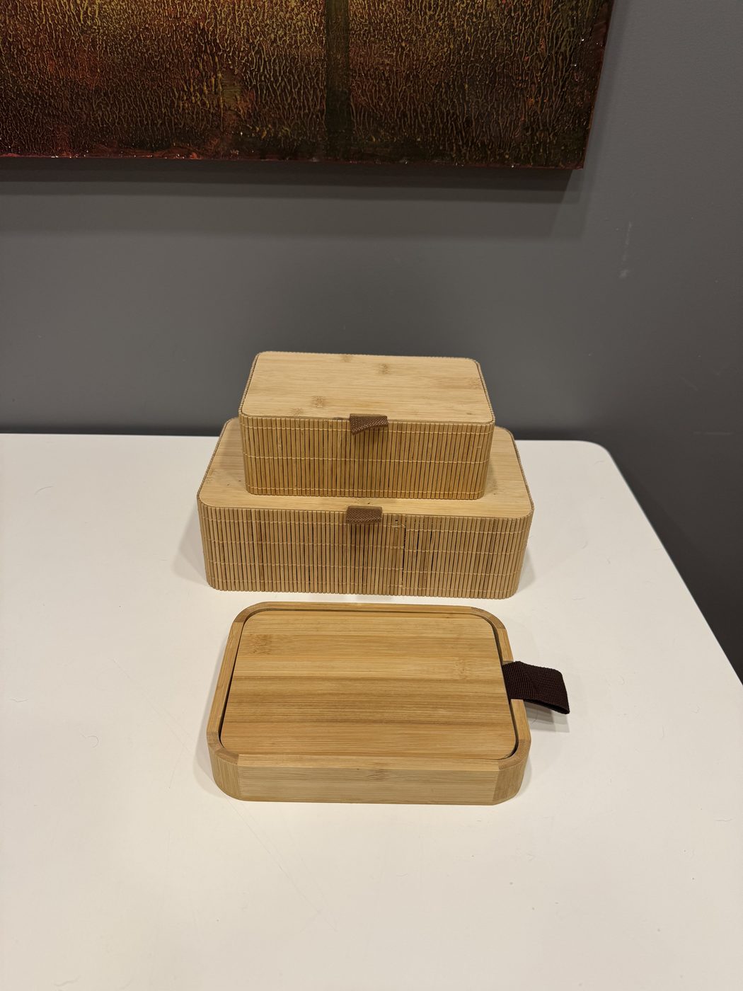 Conjunto de caixas de bambu Flying Tiger, uma porta-joias com espelho