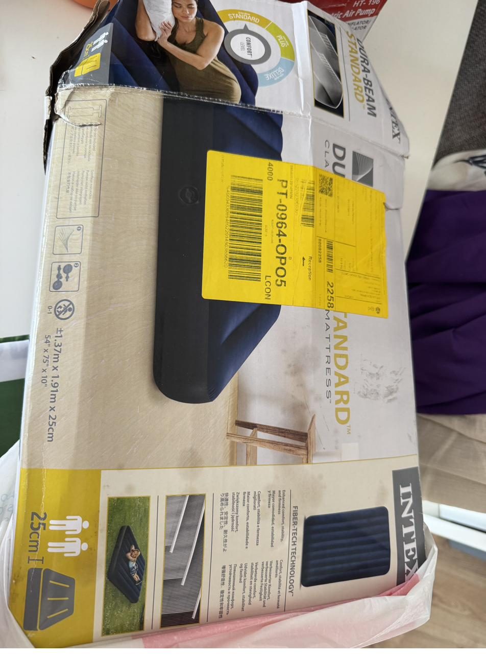 Colchão inflável de casal Intex Dura-Beam com bomba